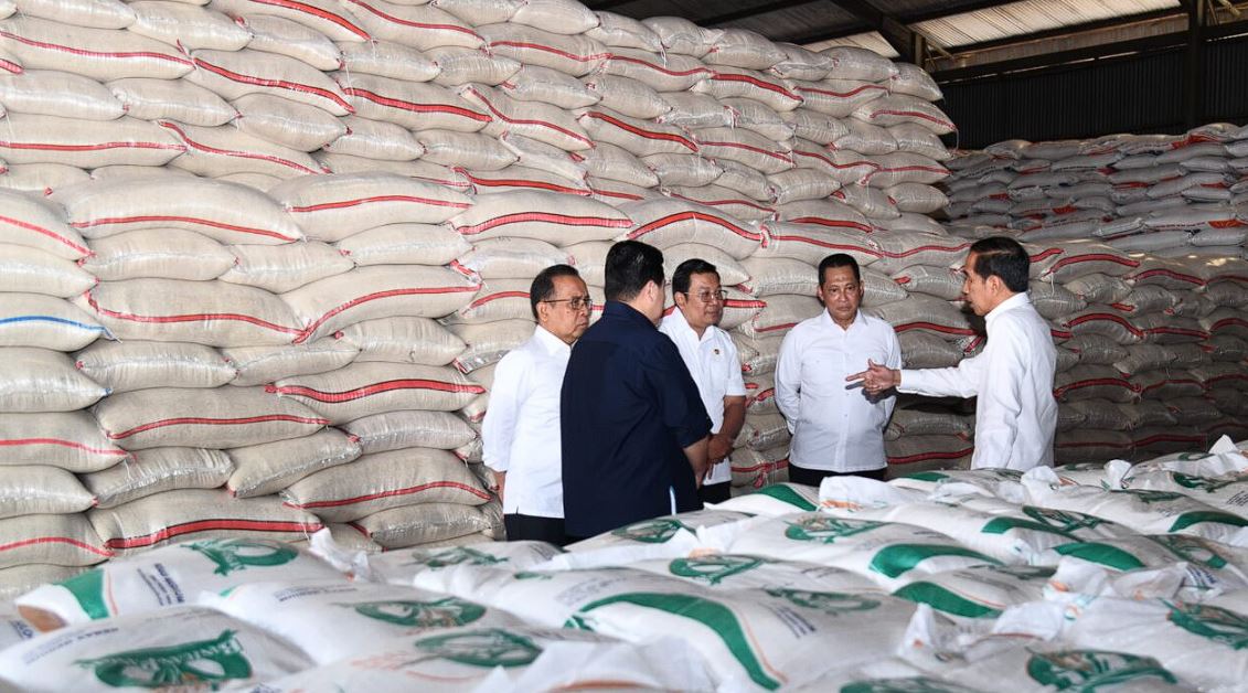 Presiden Jokowi Tinjau Ketersediaan Stok CBP di Gudang Bulog